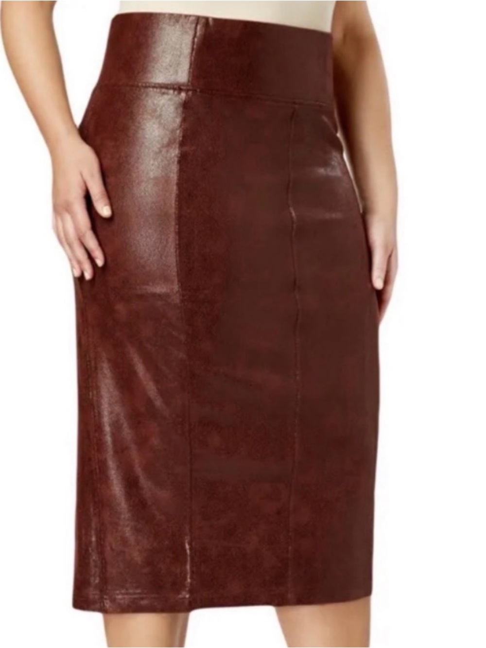 Melissa McCarthy Seven7 Faux Leather Pencil Skirt - Wine